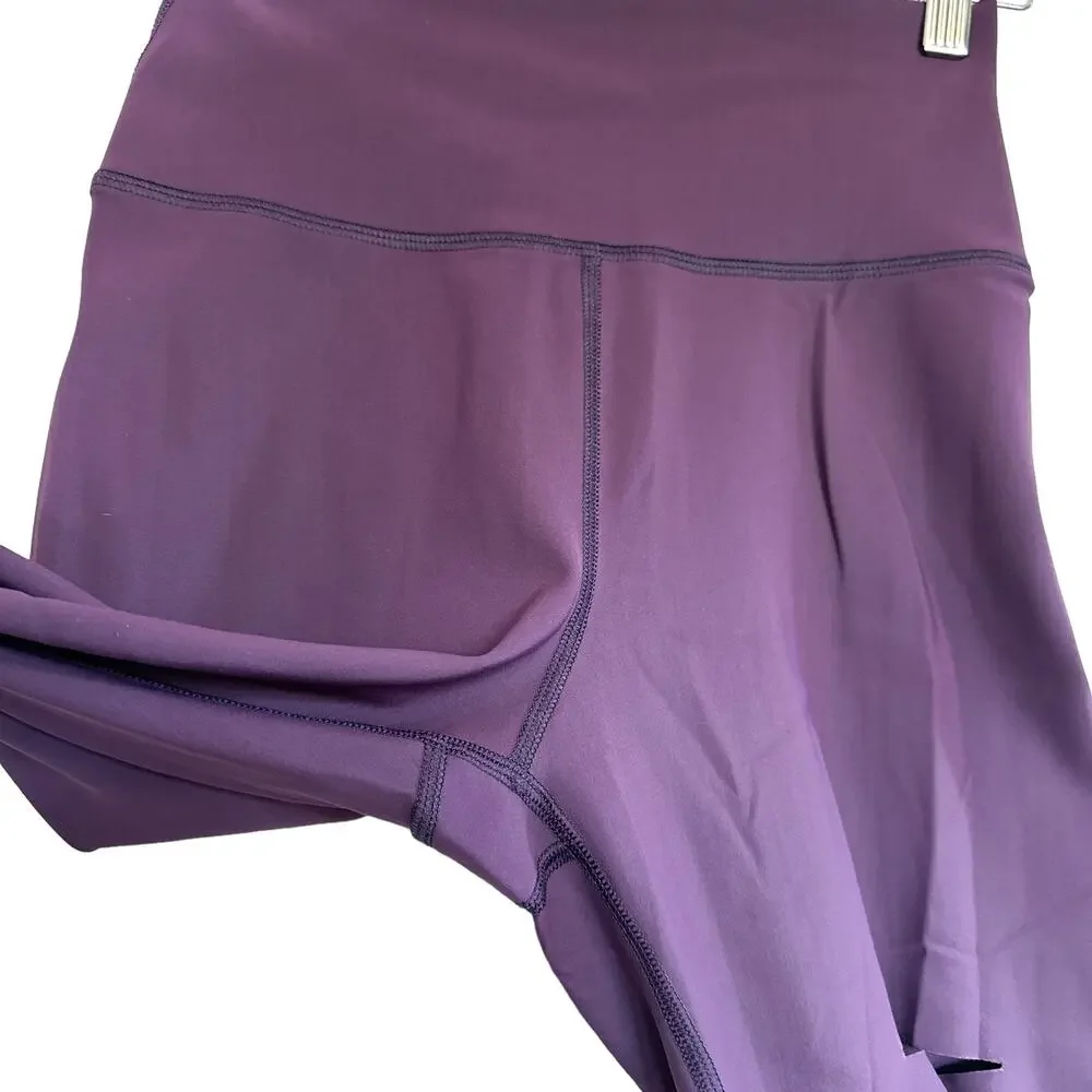 Alo Yoga High Waist Ripped Warrior Straight Long Leggings Plum Purple Small